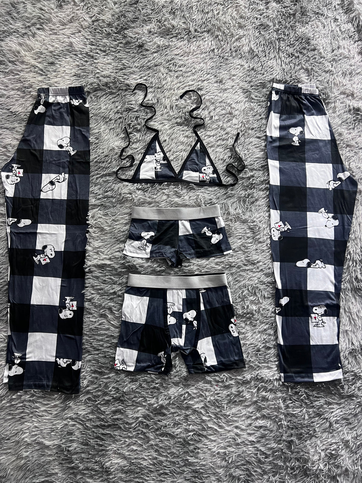 Snoopy Plaid Black 5 Piece PJ