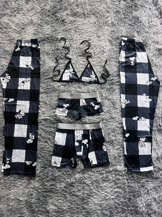 Snoopy Plaid Black 5 Piece PJ