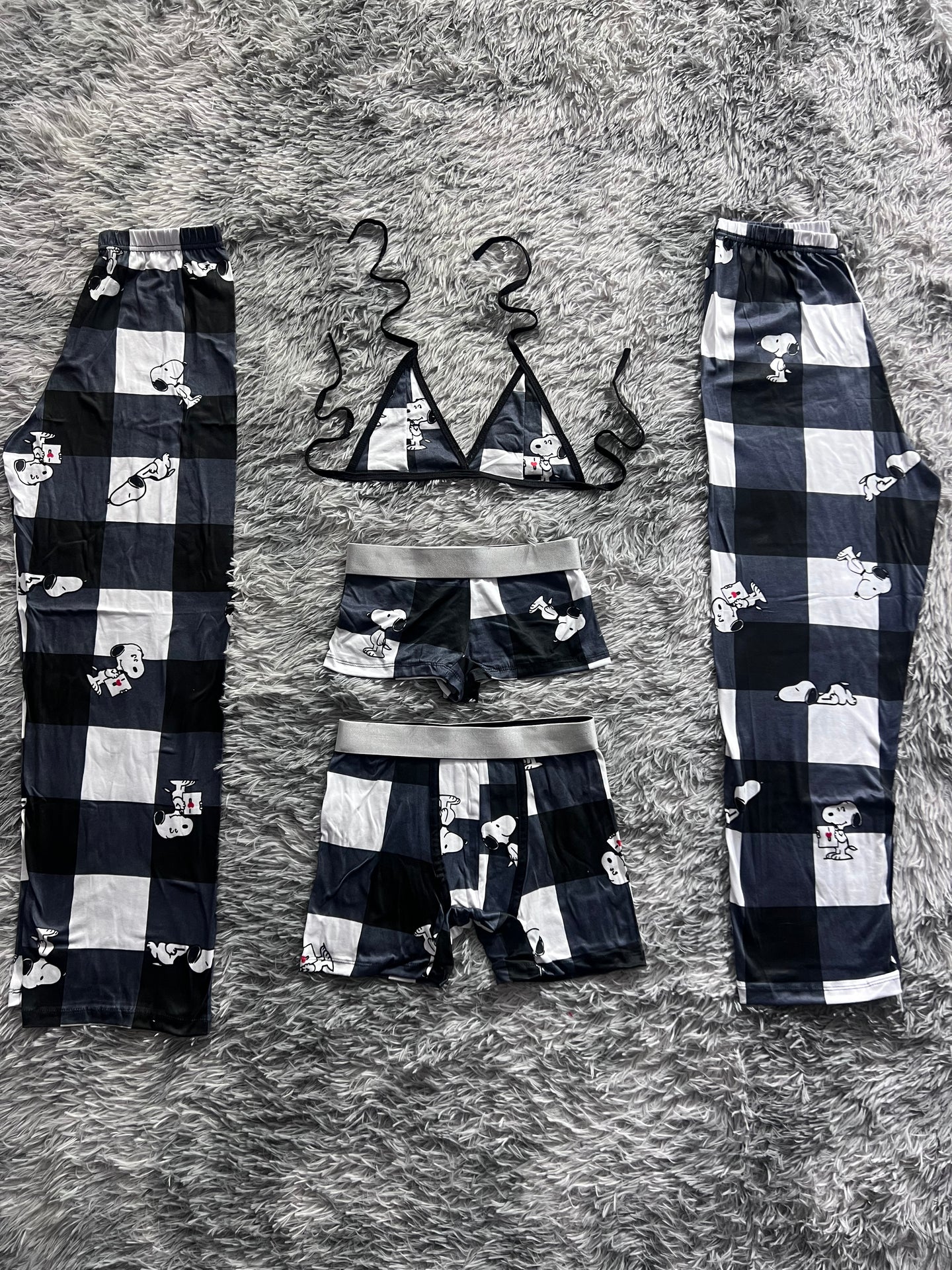 Snoopy Plaid Black 5 Piece PJ - Fundies