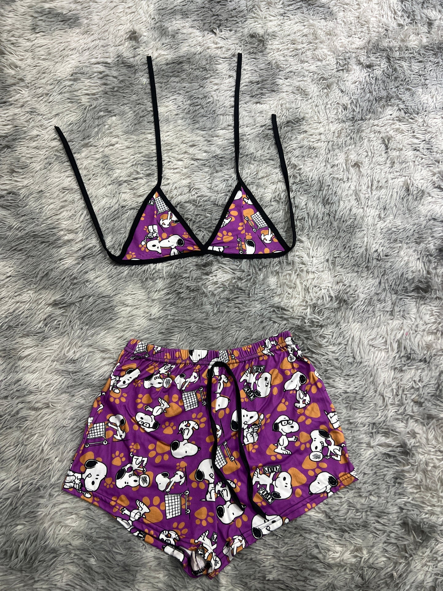Snoopy Purple Plush Top & Shorts Set