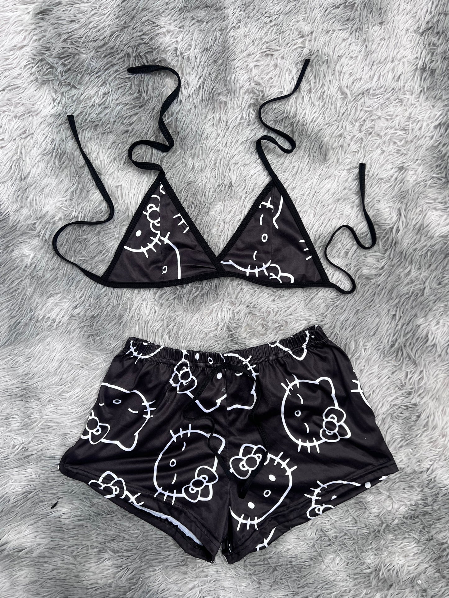 Hello Kitty Black Brush Matching Top & Short - Fundies