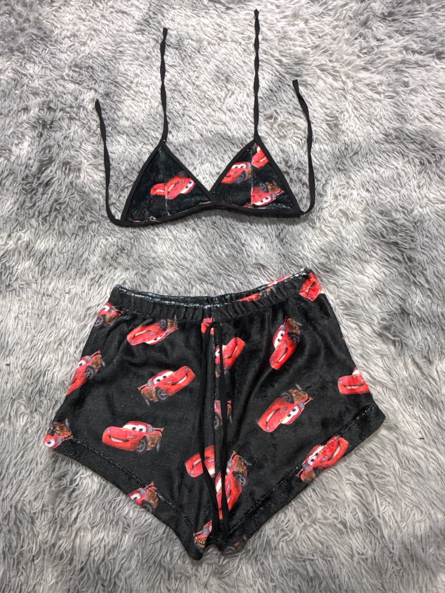 Cars Background Black Background Red Matching Top & Short - Fundies
