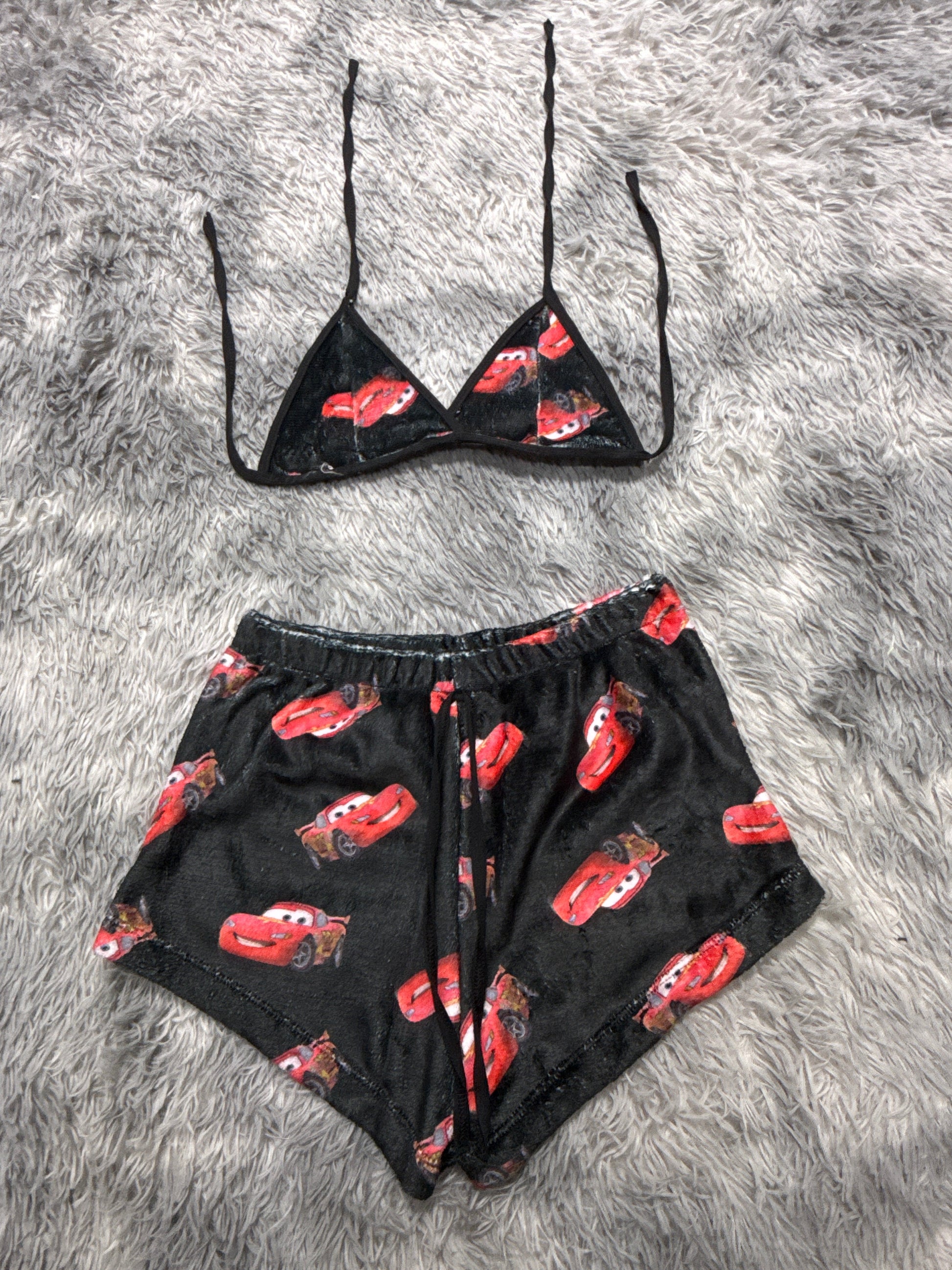 Cars Background Black Background Red Matching Top & Short - Fundies