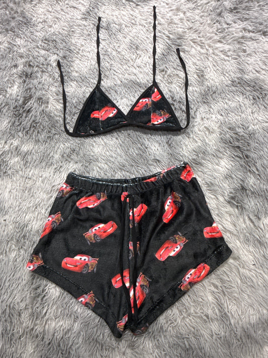 Cars Background Black Background Red Matching Top & Short - Fundies