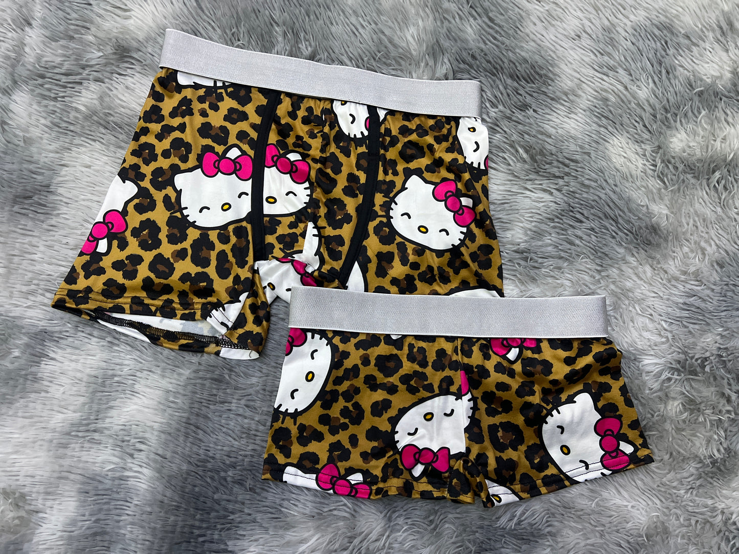 Hello kitty animal print matching couples boxer underwear