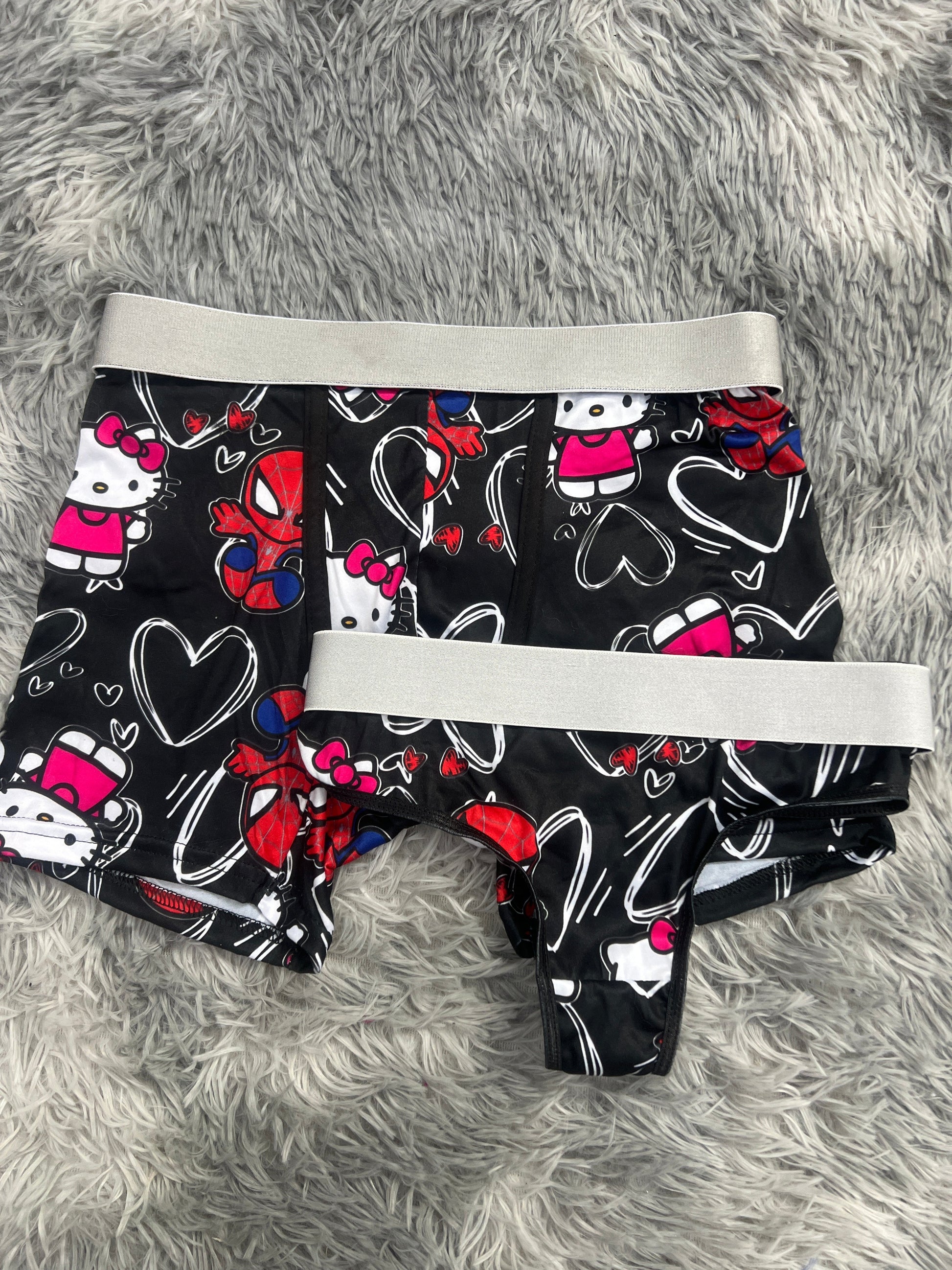 SpiderKitty Hearts Background Black Duo With Thong - Fundies
