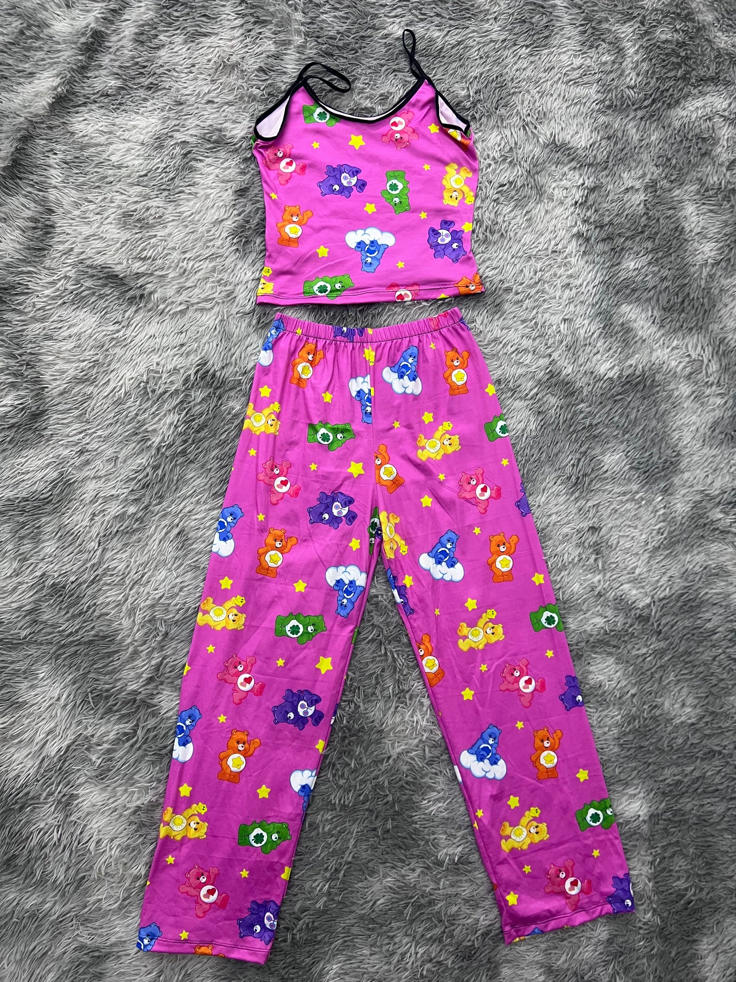 Little Bear Care Bear Background Pink Women's Pajama Set - Fundies
