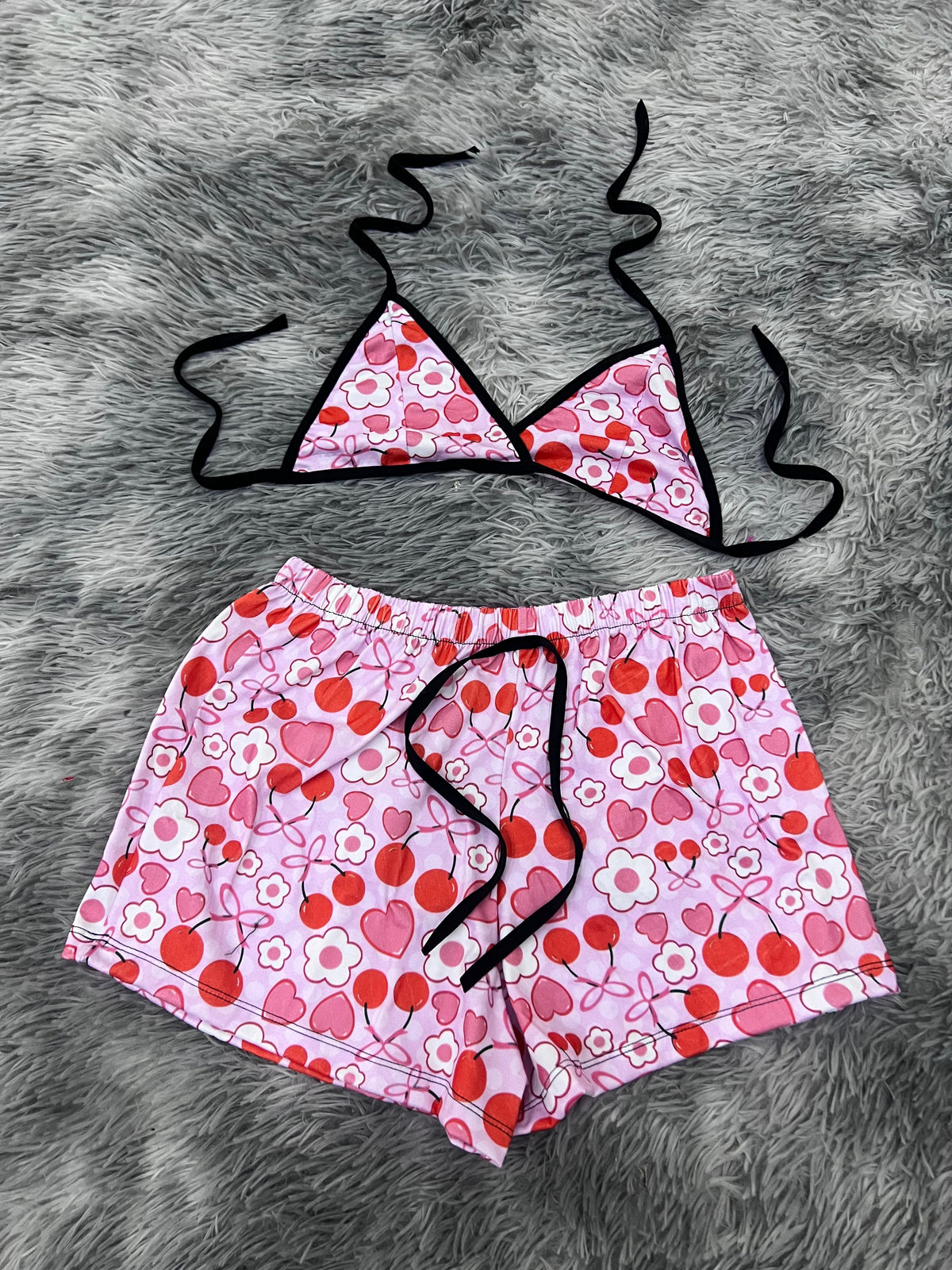 Hearts And Flowers Brush Matching Top & Short