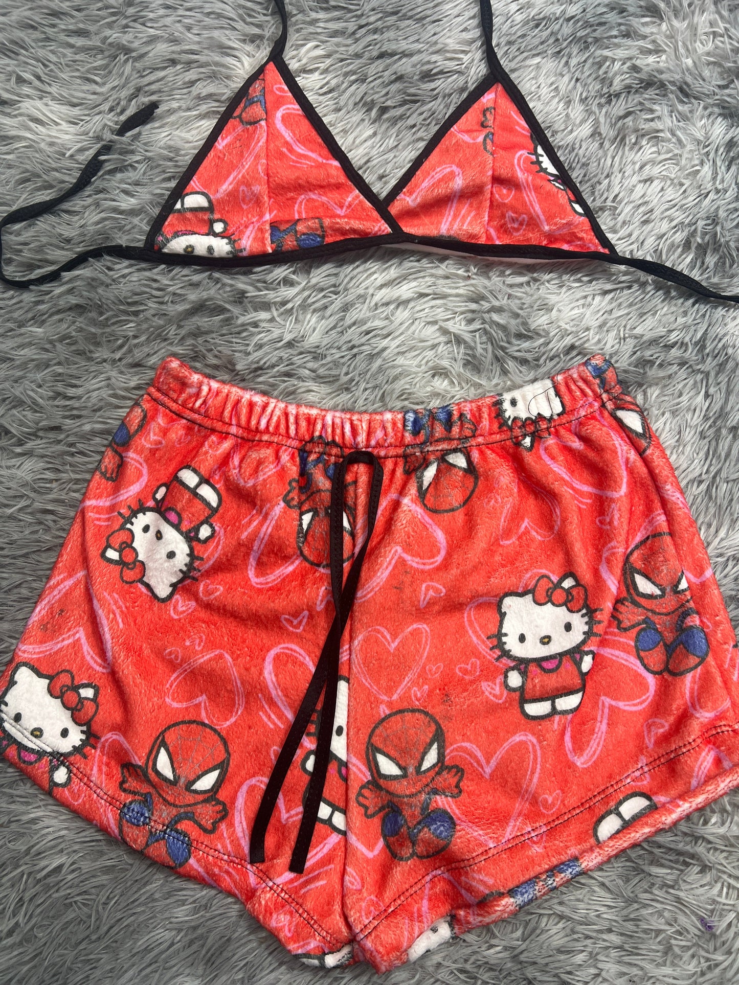 SpiderKitty Red Hearts Matching Top & Short - Fundies