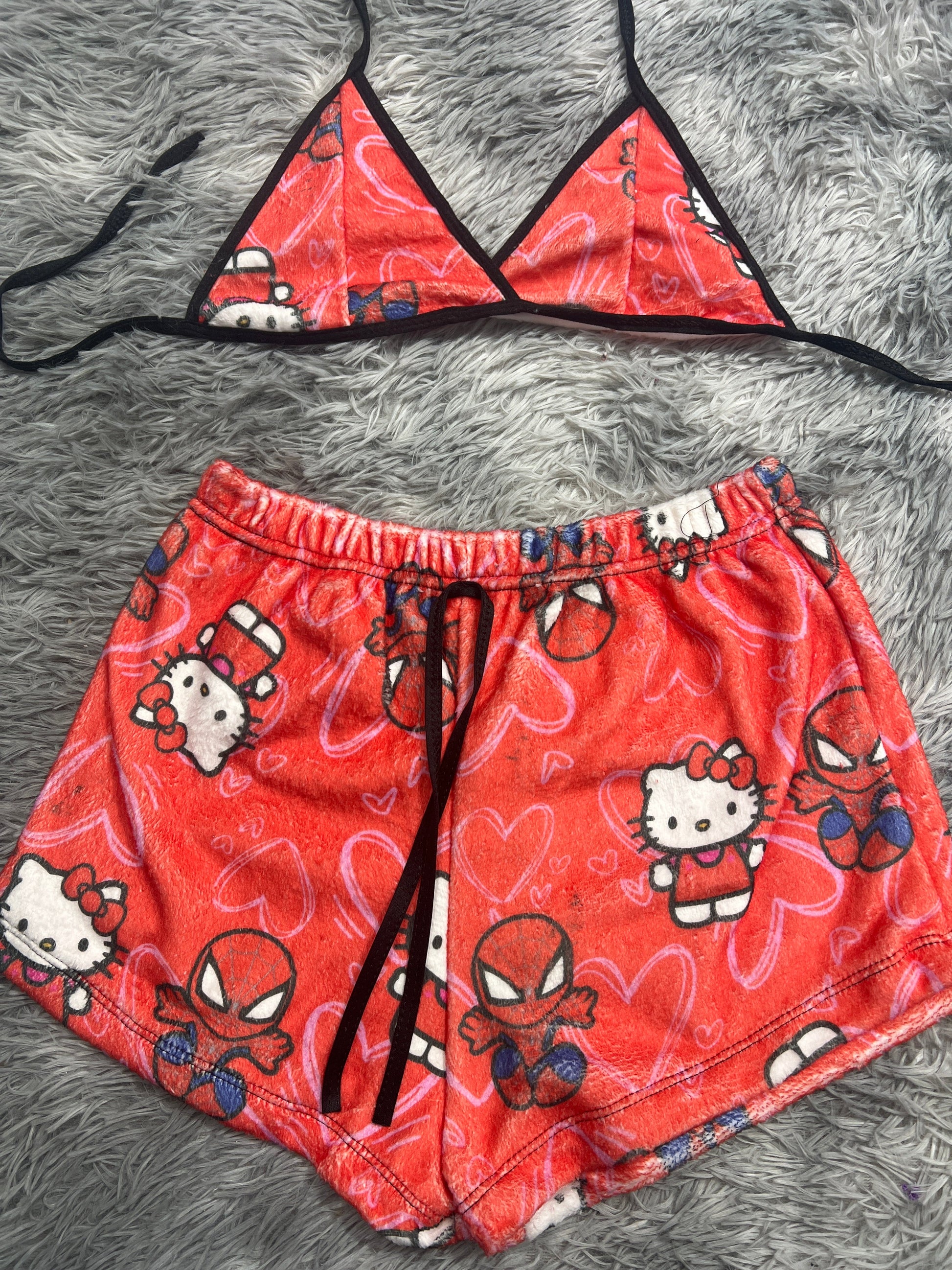 SpiderKitty Red Hearts Matching Top & Short - Fundies