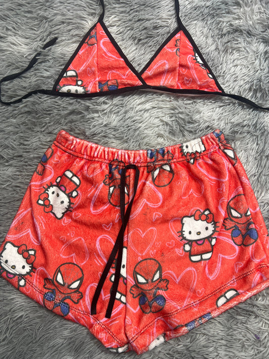 SpiderKitty Red Hearts Matching Top & Short - Fundies