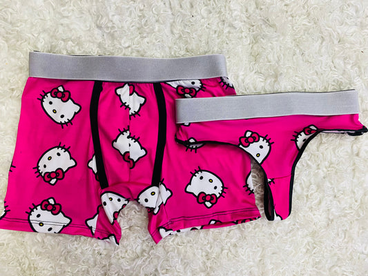 Hello kitty pink background couples underwear XL