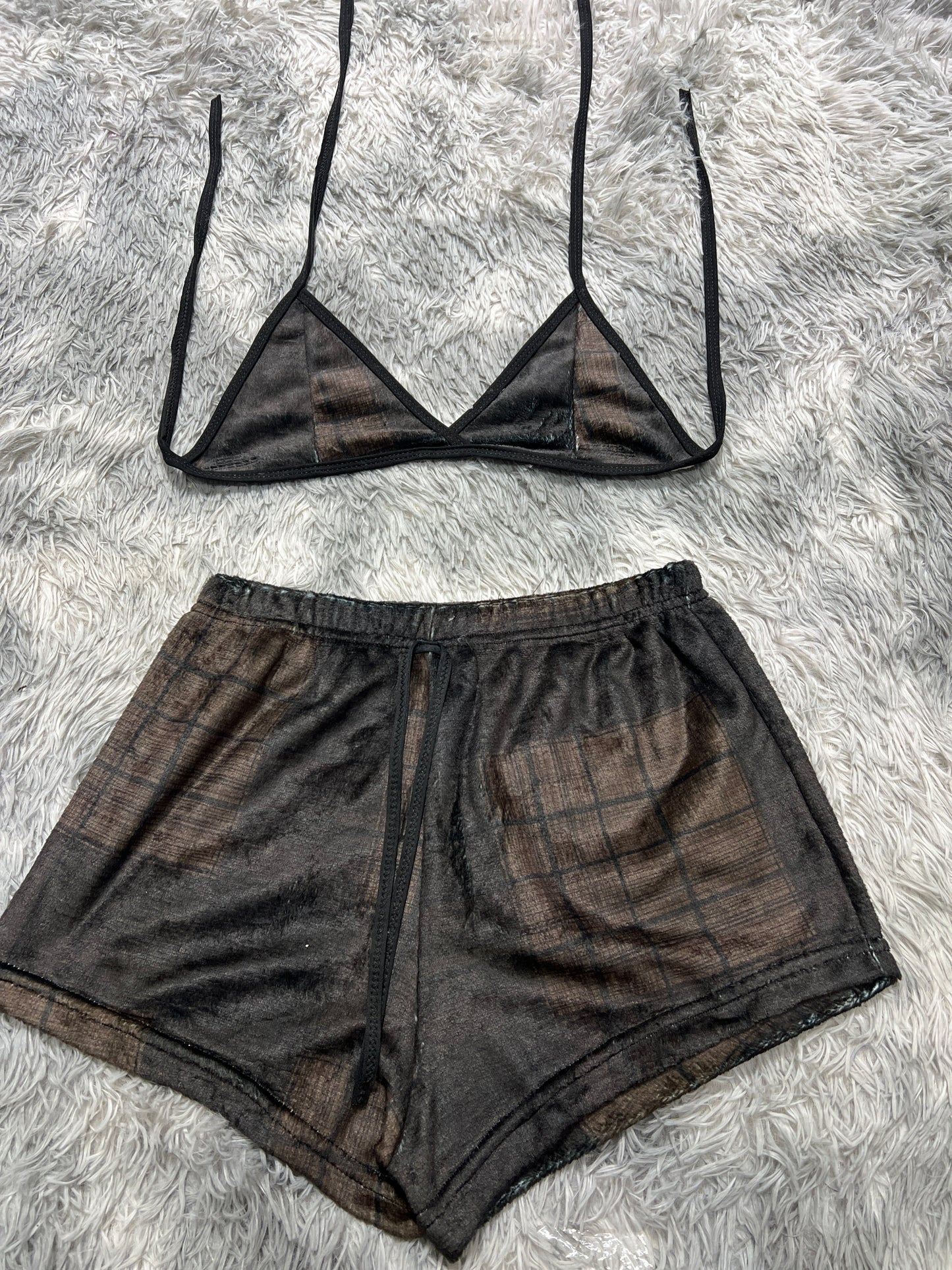 Plaid Cafes Afelpad Matching Top & Short - Fundies