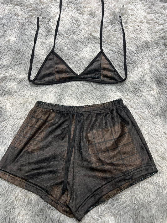 Plaid Cafes Afelpad Matching Top & Short - Fundies