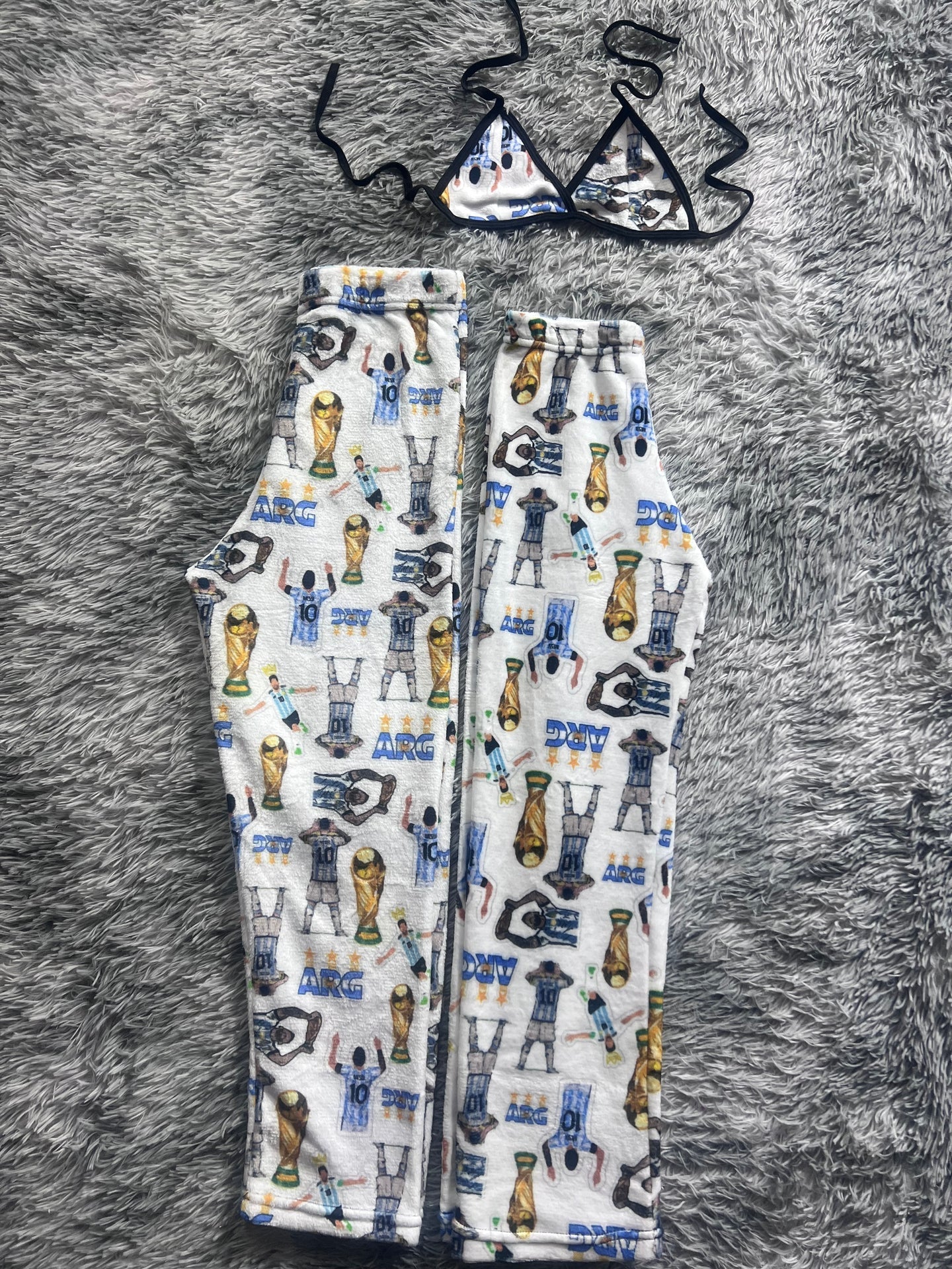 Messi Background White Matching Plushie PJs - Fundies