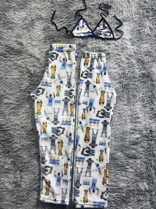 Messi Background White Matching Plushie PJs - Fundies