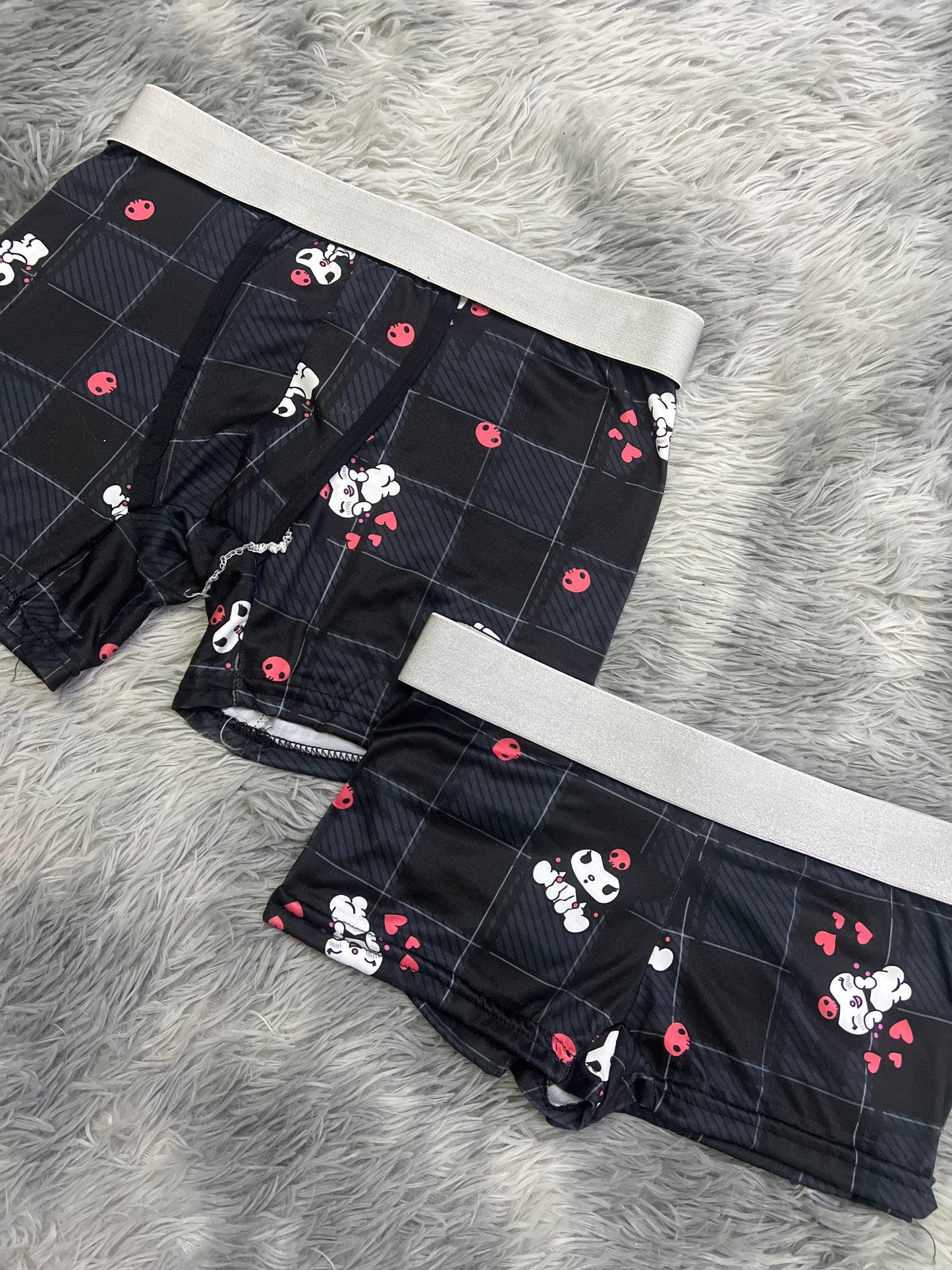 Kuromi Black Plaid Boxer Matching Set Cozy Night In 🖤💑