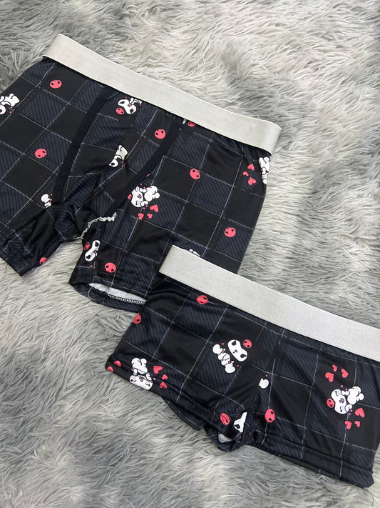 Kuromi Black Plaid Boxer Matching Set Cozy Night In 🖤💑