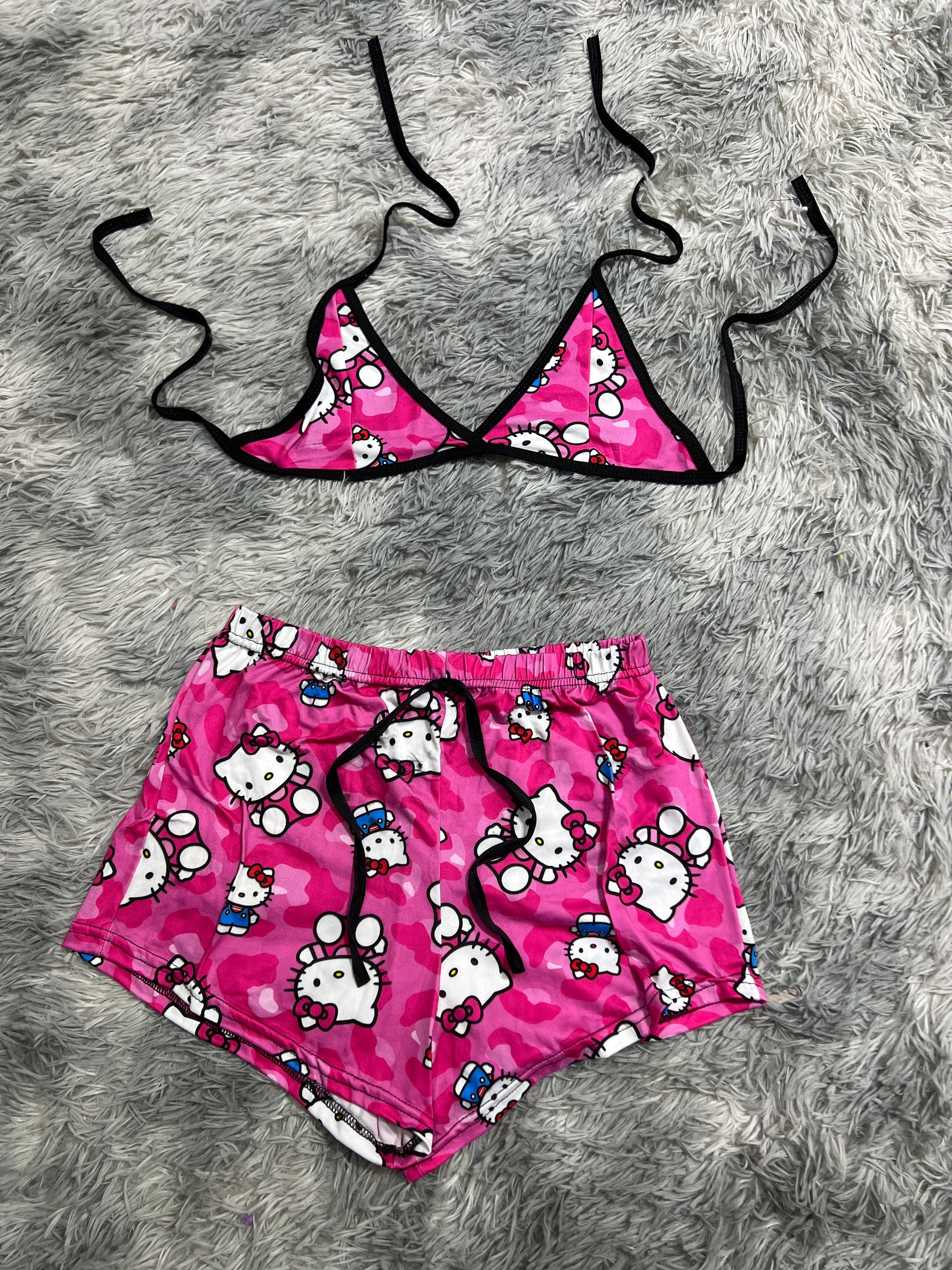 Hello Kitty Spots Pink Brush Matching Top & Short - Fundies