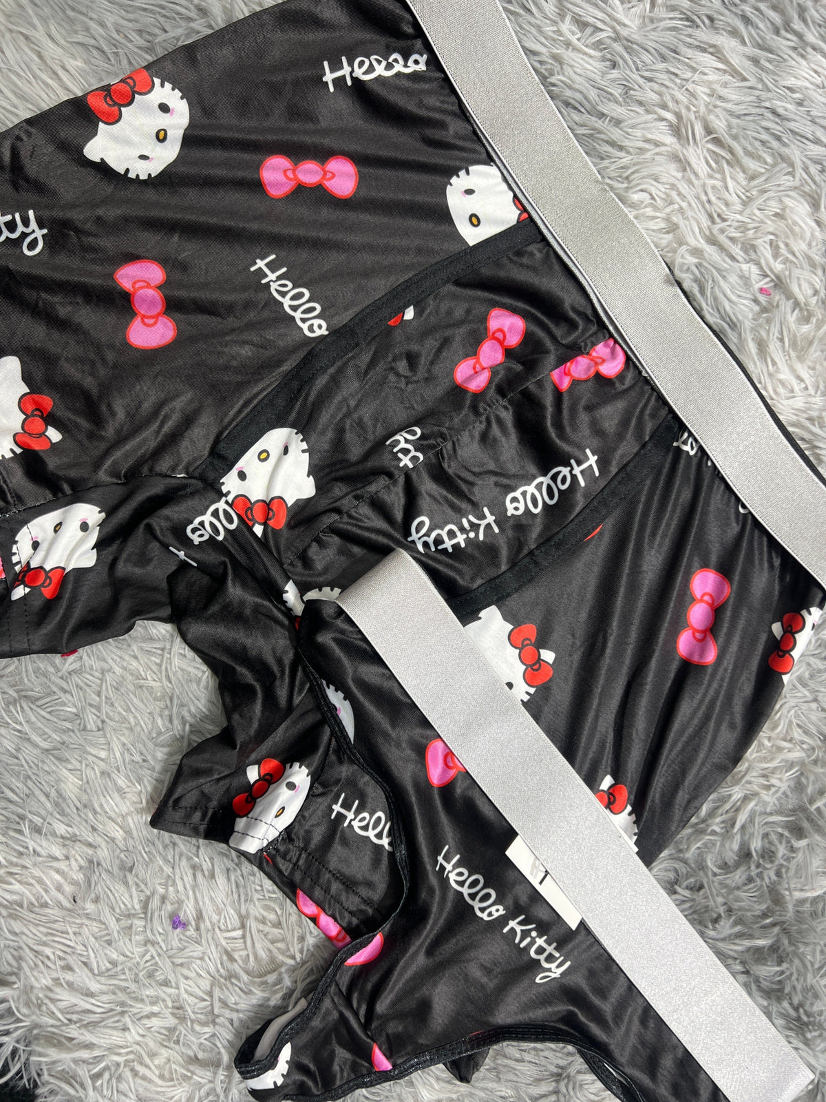 Kitty Black Bows Pink Matching Boxer & Thong