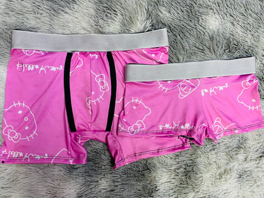 Hello Kitty white pink background matching couples boxer underwear