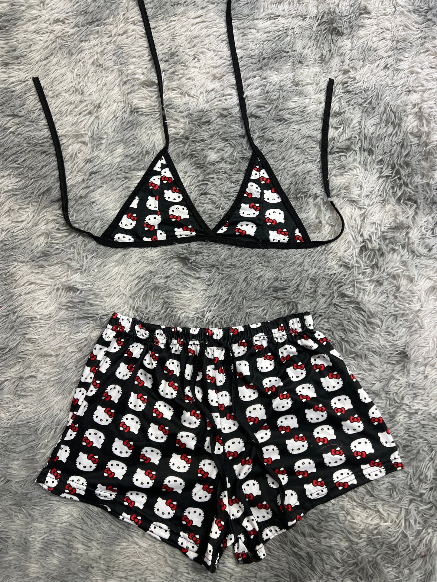 Hello Kitty Black Brush Matching Top & Short - Fundies