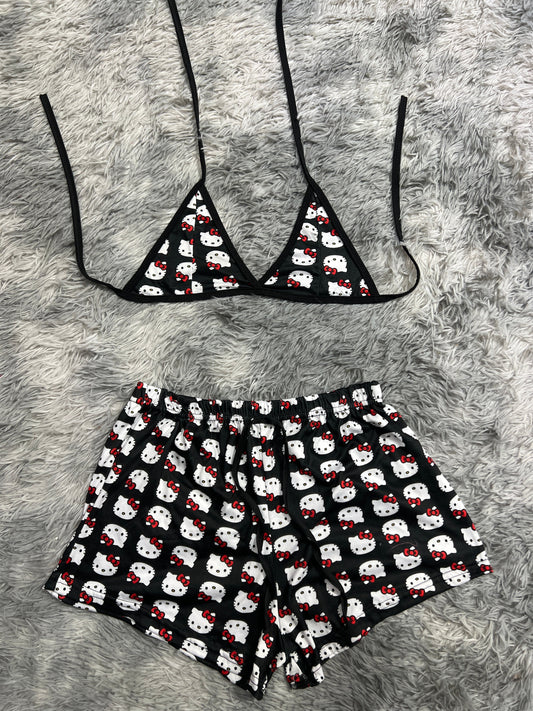 Hello Kitty Black Brush Matching Top & Short - Fundies