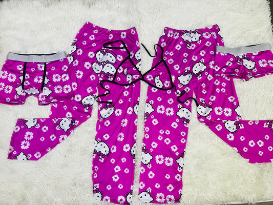 Kitty Pink Background 5 pcs pajama duo