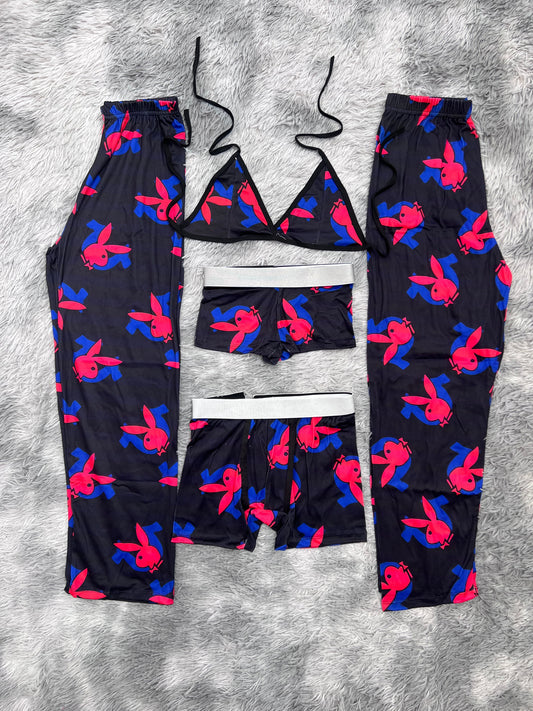 Play Boy X True Religion Blue And Red 5 Piece PJ - Fundies
