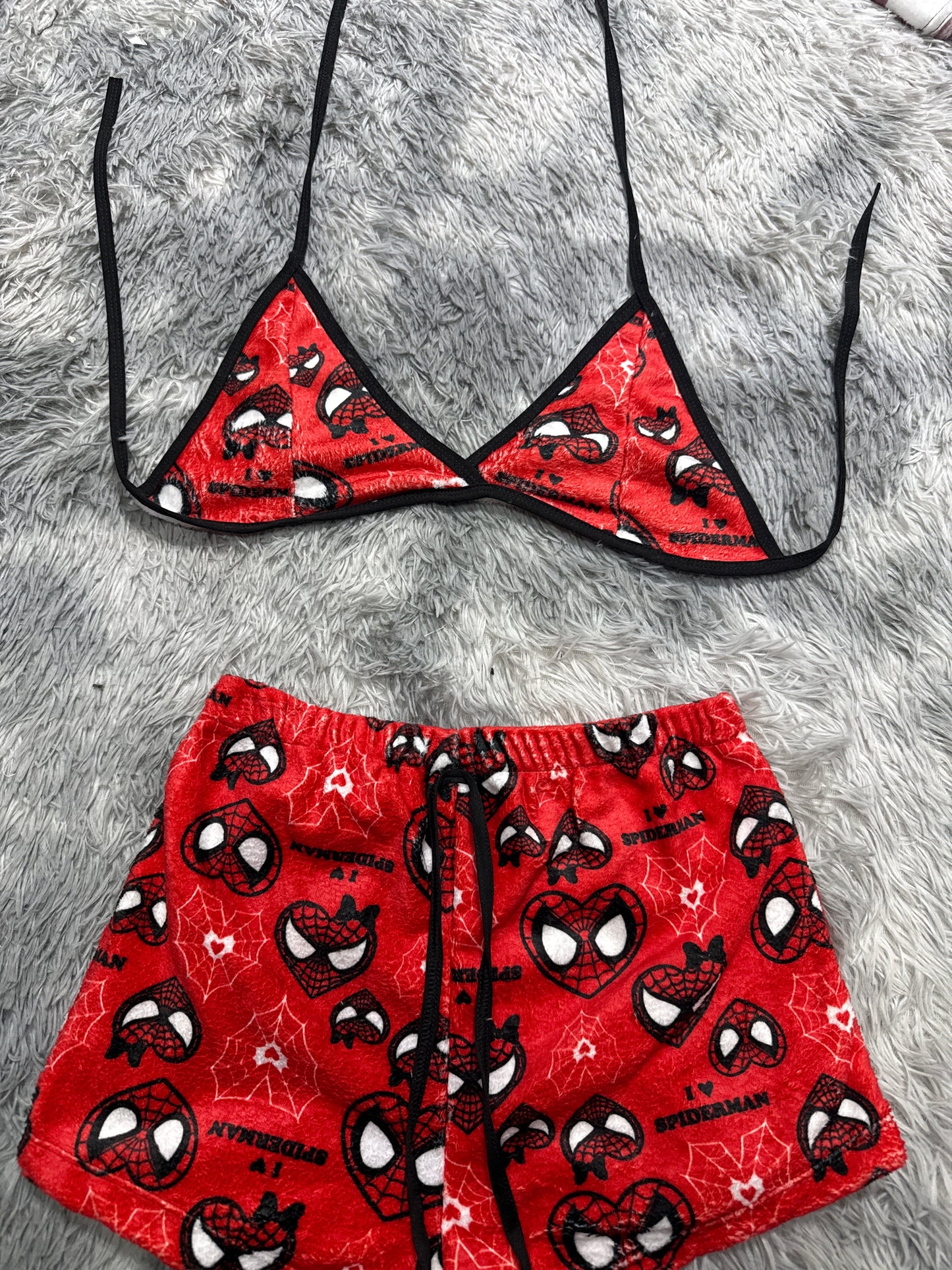 Spider-Man Heart Background Red Matching Top & Short - Fundies