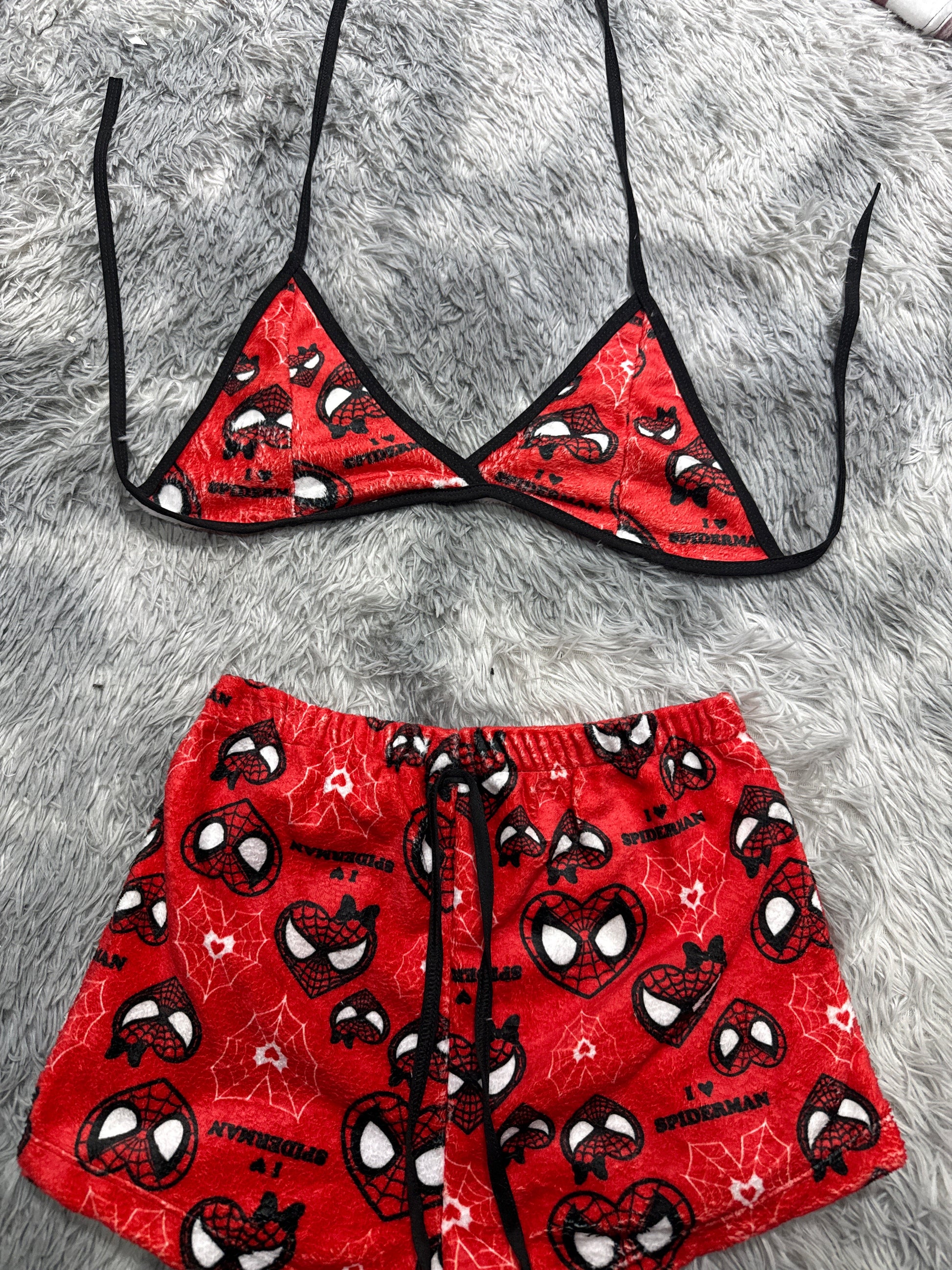 Spider-Man Heart Background Red Matching Top & Short - Fundies