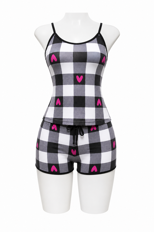 Heart Plaid Women's Pajama Set