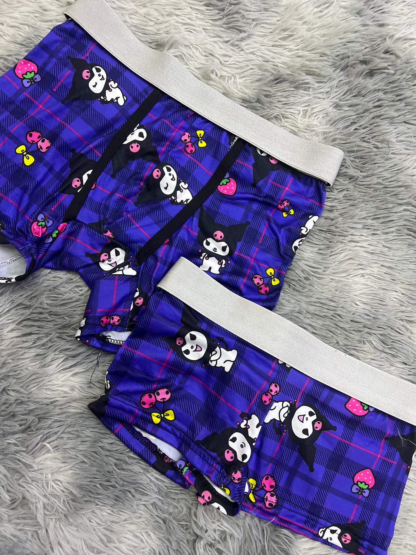 Kuromi Purple Plaid Boxer Matching Set For Cozy Nights 💜😽