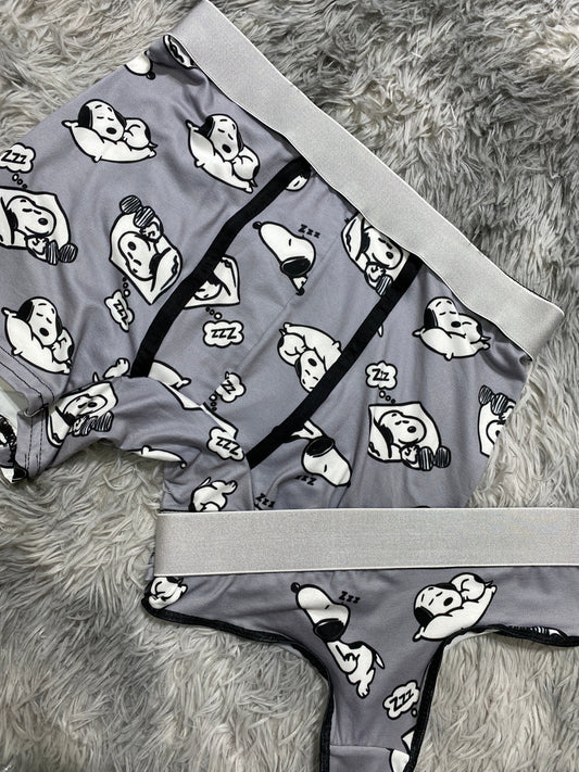Snoopy grey Print matching underwear