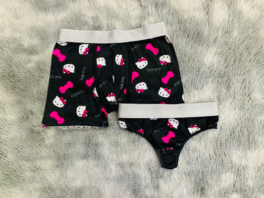 Kitty faces and bows matching underwear
