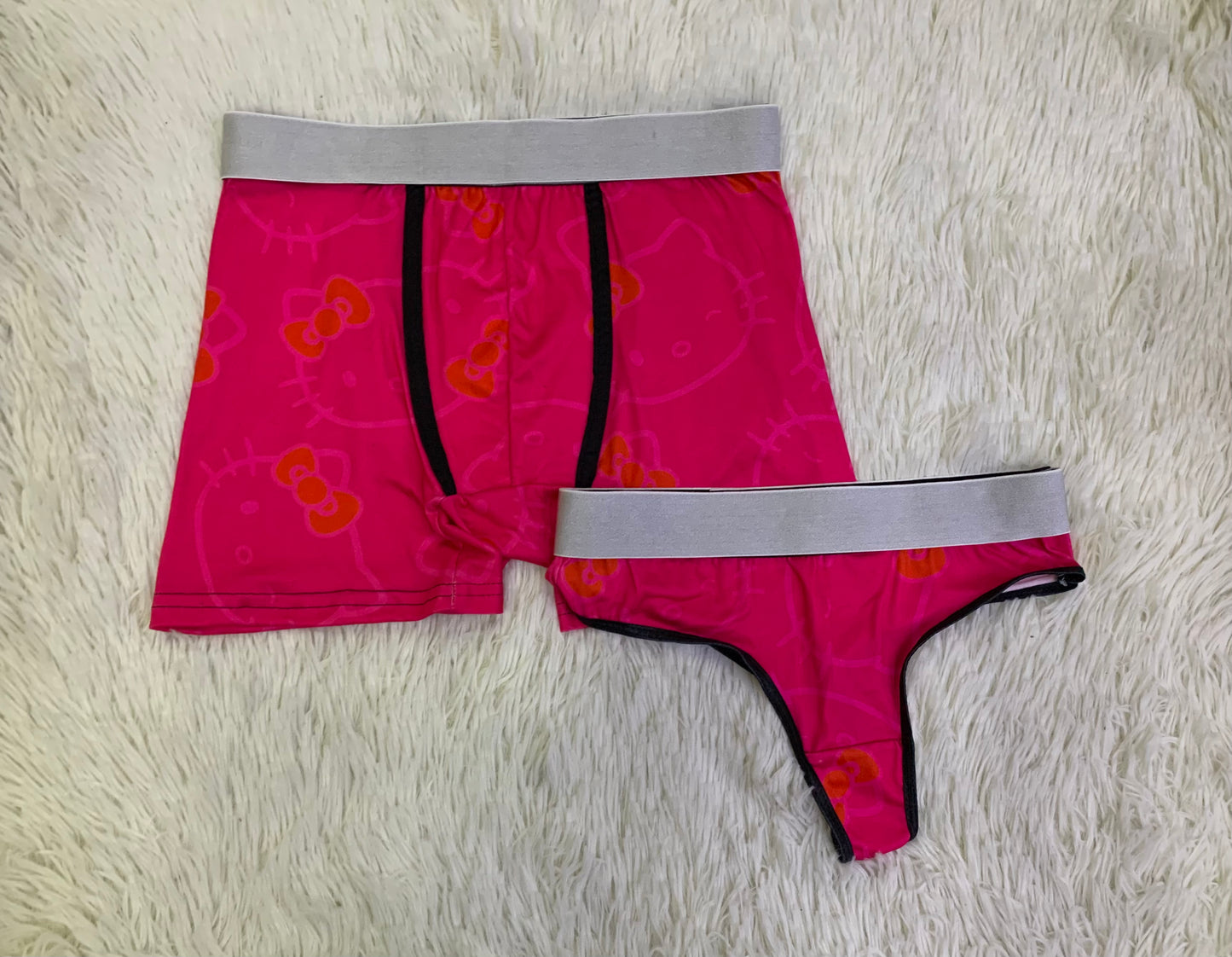 Kitty faces silhouette pink matching underwear