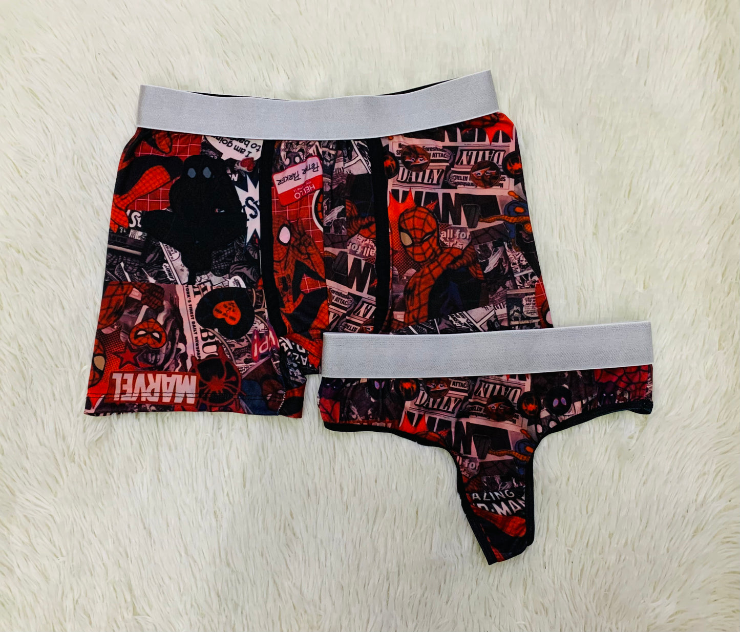 Ropa interior a juego con estampado de cómics rojos de Spiderman 🕷
