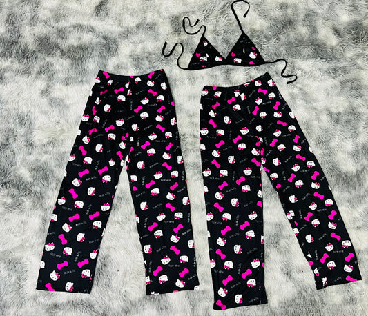 Hello Kitty faces and Bow pajama duo