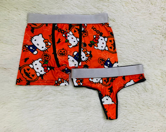 Kitty pumpkins Halloween couples matching underwear MIXED SIZES