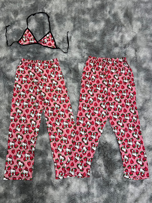 Hello kitty strawberry pajama duo