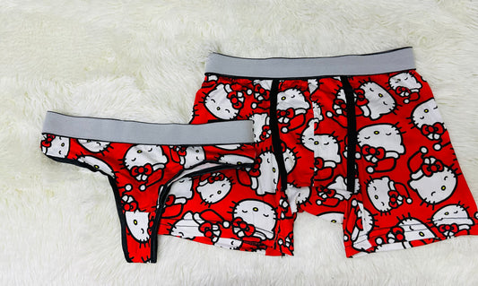 Kitty red   matching couples underwear christmas