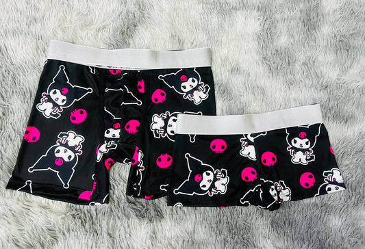 Kuromy Black and Fucsia couples matching underwear boxer and boxer MIXED SIZES