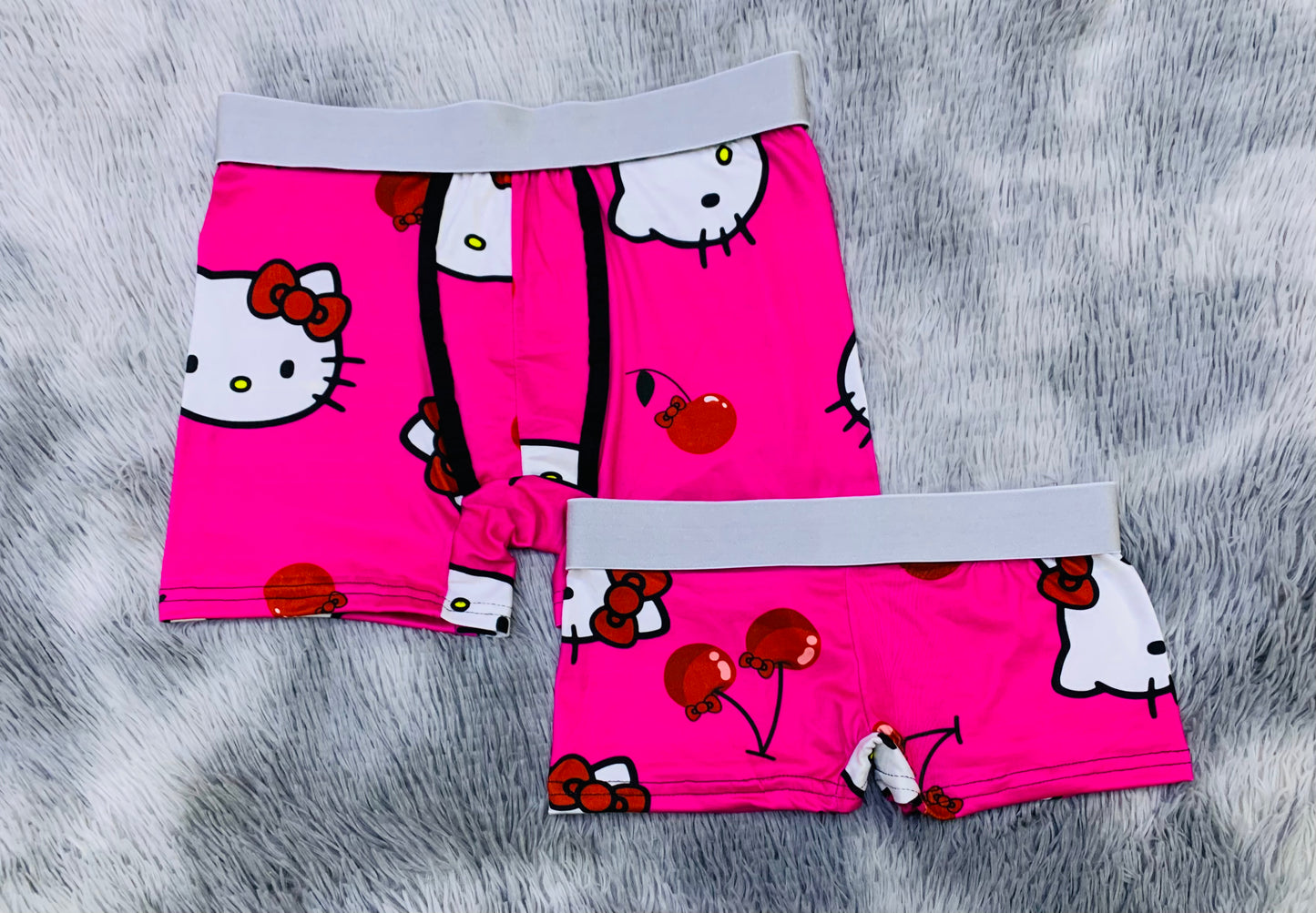 Hello kitty big faces and cherries couples boxer underwear XL