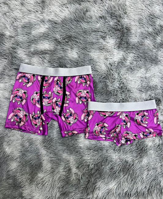 Pink stich matching couples boxer underwear