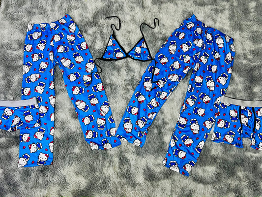 Hello Kitty Blue Background 5 pcs pajama duo