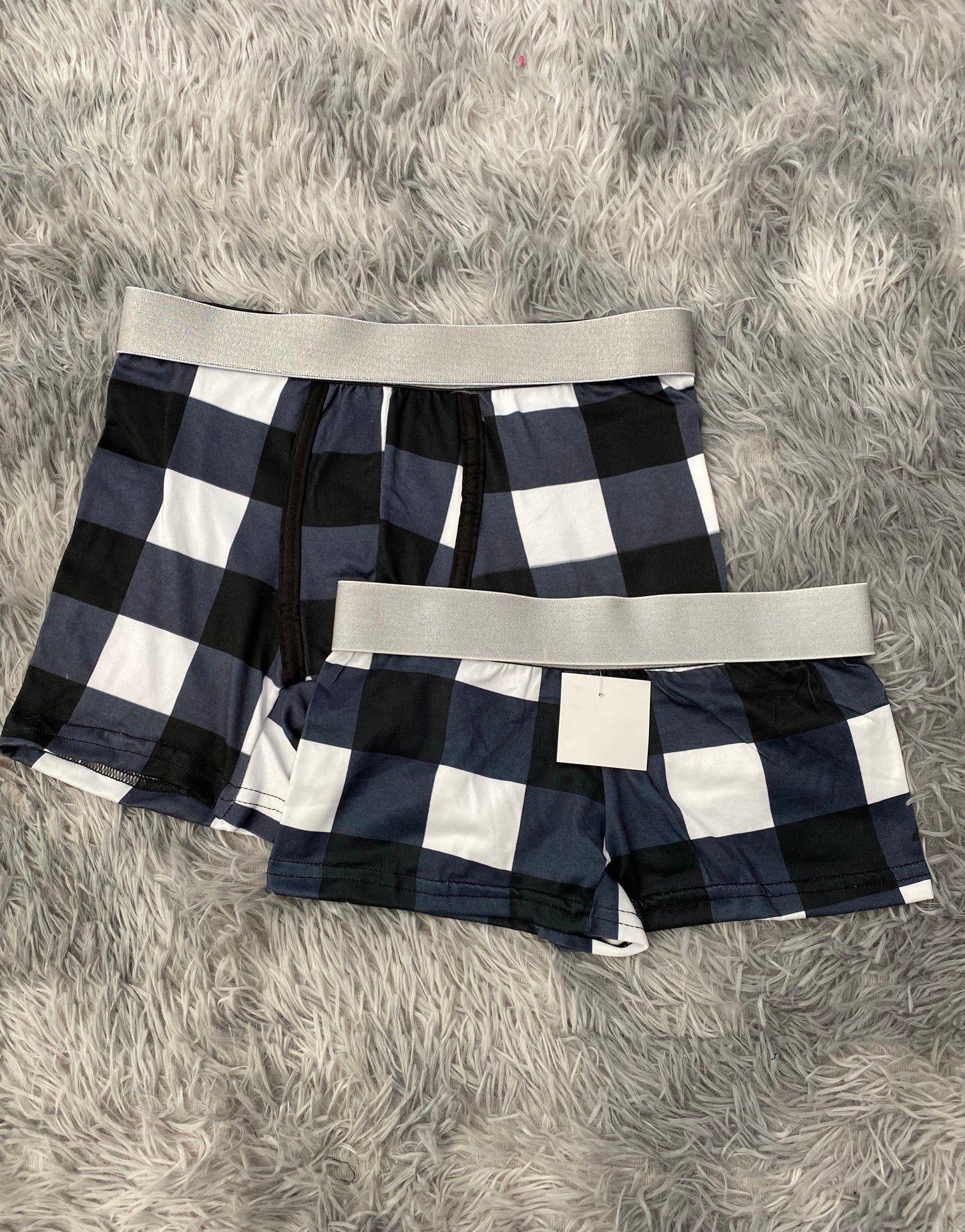 Black & White Plaid Matching Boxer & Boxer Set for Couples
