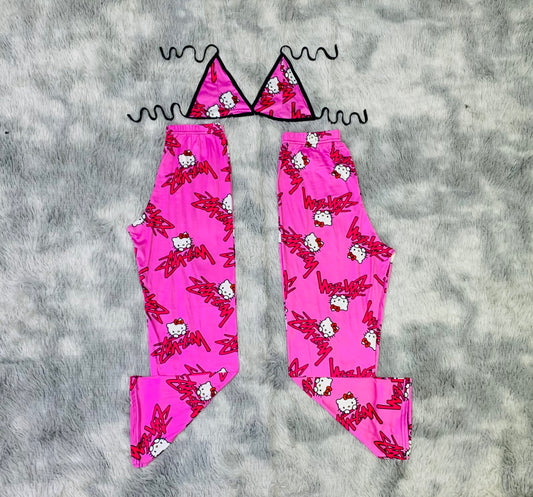 Hello kitty stussy pink Plush pajama duo