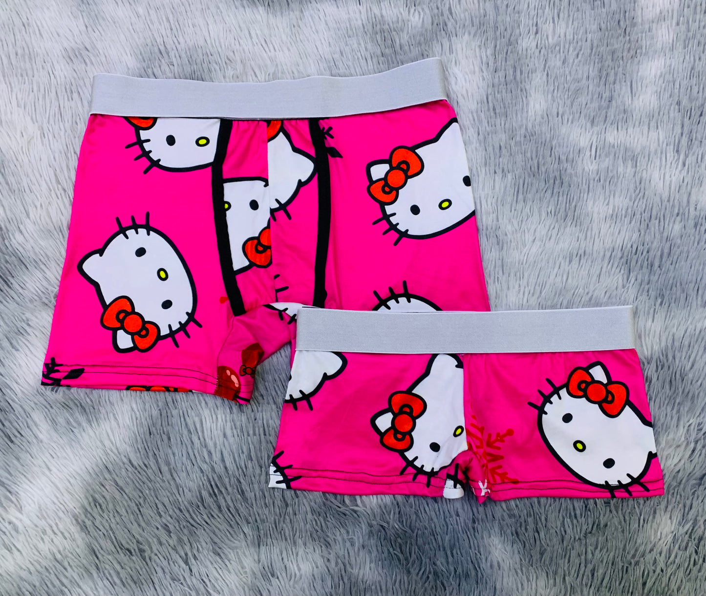 kitty big faces with snowflakes couples boxer underwear XL