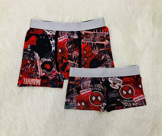Spiderman comics red background matching couples boxer underwear