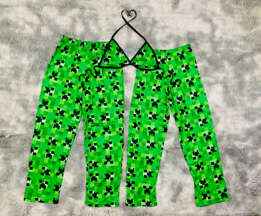 Creeper Minecraft Plush pajama duo